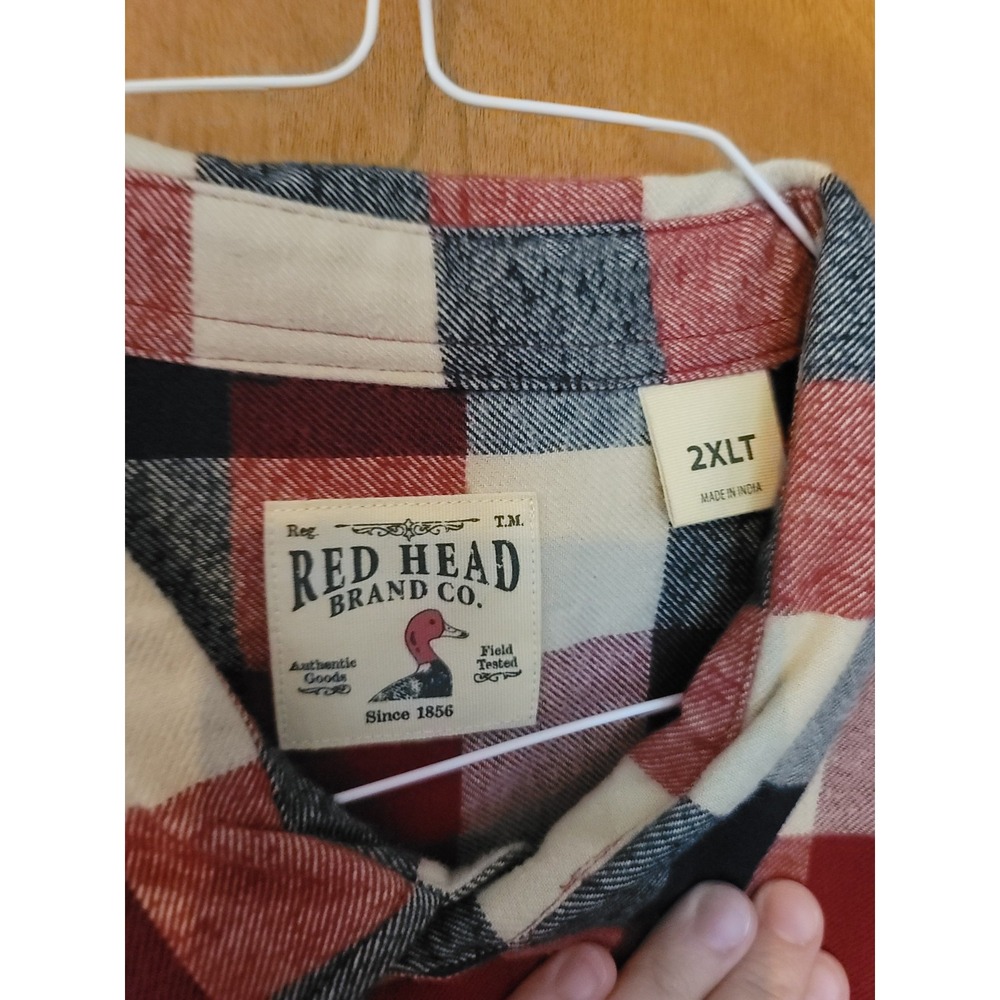 Red Head Plaid Flannel Shirt Men 2XLT Multicolor Long Sleeve Cotton‎ - Picture 3 of 3